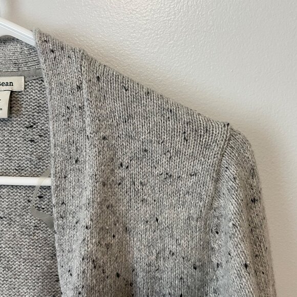 L.L.Bean XS Two-Tone Open-Front Cardigan Sweater Gray & Black Pockets - Picture 2 of 6